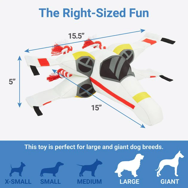 STAR WARS X-WING STARFIGHTER Plush Squeaky Dog Toy 2 STAR WARS X-WING STARFIGHTER Plush Squeaky Dog Toy - Image 2