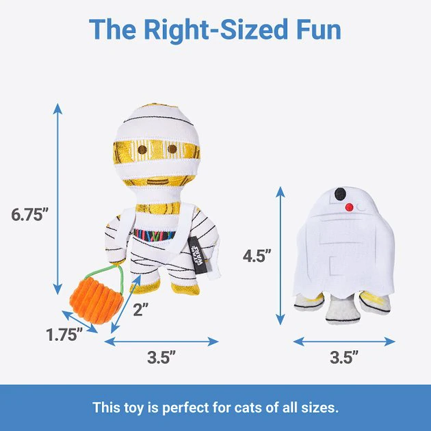 STAR WARS Halloween R2-D2 & C-3PO Trick or Treaters Plush Cat Toy with Catnip, 2 count 2 STAR WARS Halloween R2-D2 & C-3PO Trick or Treaters Plush Cat Toy with Catnip, 2 count - Image 2