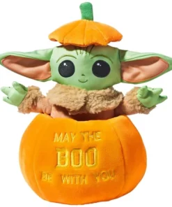 STAR WARS Halloween THE MANDALORIAN GROGU in a Pumpkin Plush Squeaky Dog Toy