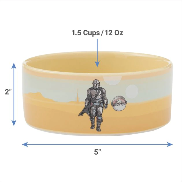 STAR WARS THE MANDALORIAN & CHILD Desert Non-Skid Ceramic Dog & Cat Bowl 2 STAR WARS THE MANDALORIAN & CHILD Desert Non-Skid Ceramic Dog & Cat Bowl - Image 2