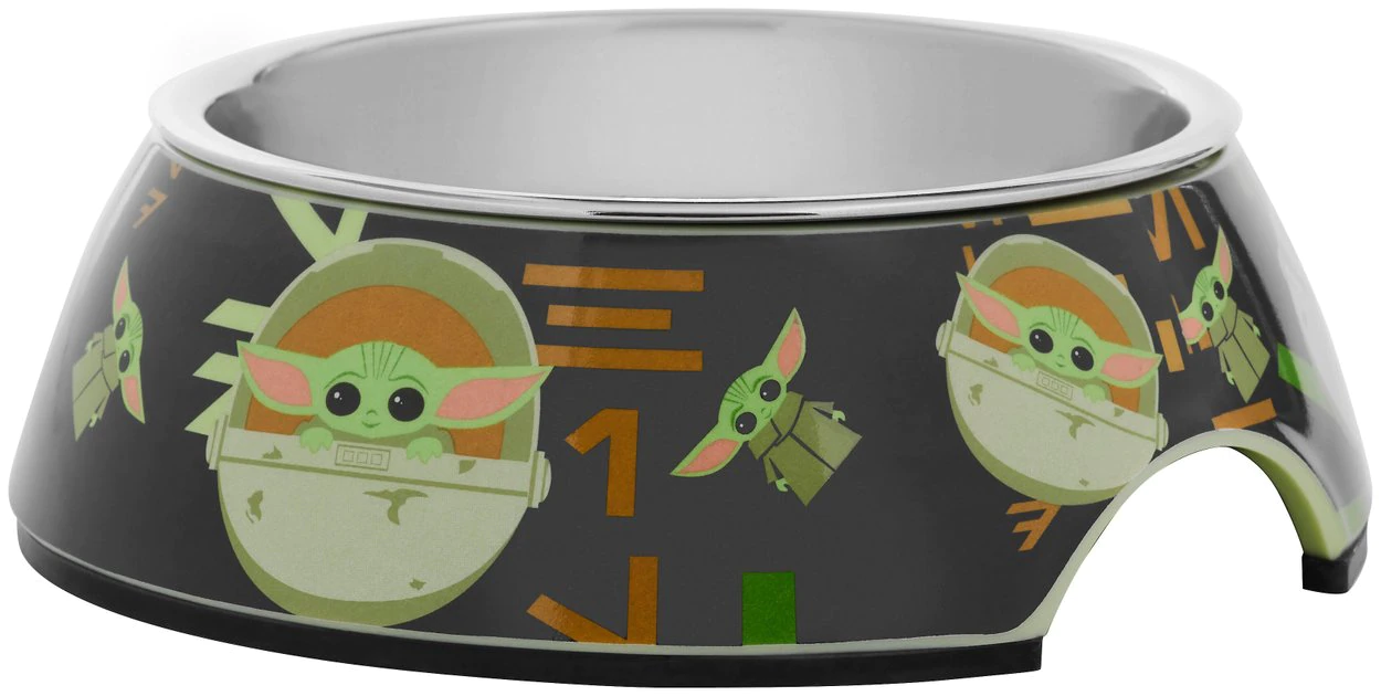 STAR WARS THE MANDALORIAN GROGU AUREBESH Non-Skid Stainless Steel with Melamine Stand Dog Bowl 1 STAR WARS THE MANDALORIAN GROGU AUREBESH Non-Skid Stainless Steel with Melamine Stand Dog Bowl