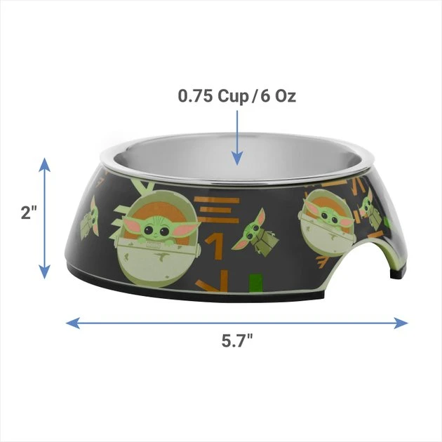 STAR WARS THE MANDALORIAN GROGU AUREBESH Non-Skid Stainless Steel with Melamine Stand Dog Bowl 2 STAR WARS THE MANDALORIAN GROGU AUREBESH Non-Skid Stainless Steel with Melamine Stand Dog Bowl - Image 2