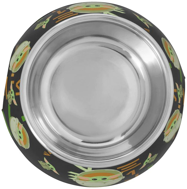 STAR WARS THE MANDALORIAN GROGU AUREBESH Non-Skid Stainless Steel with Melamine Stand Dog Bowl 4 STAR WARS THE MANDALORIAN GROGU AUREBESH Non-Skid Stainless Steel with Melamine Stand Dog Bowl - Image 4