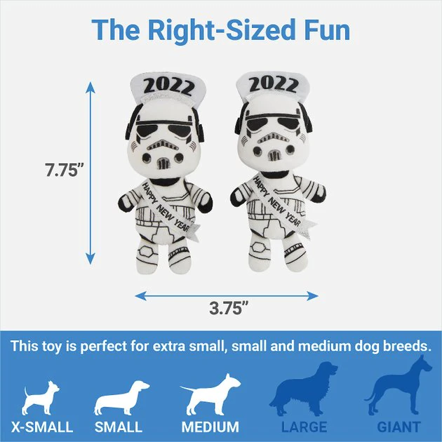 STAR WARS New Year's Eve STORMTROOPER Plush Squeaky Dog Toy, 3 count 3 STAR WARS New Year's Eve STORMTROOPER Plush Squeaky Dog Toy, 3 count - Image 3