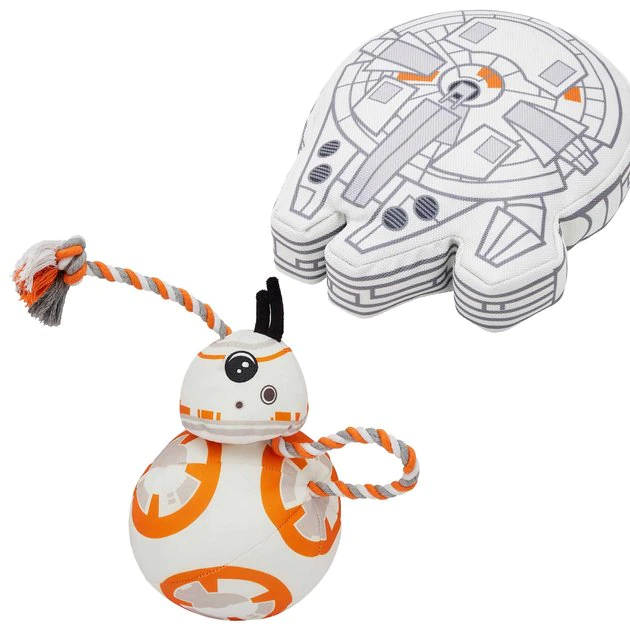 STAR WARS BB-8 Ballistic Nylon Plush Squeaky Toy + MILLENNIUM FALCON Ballistic Nylon Plush Squeaky Dog Toy 1 STAR WARS BB-8 Ballistic Nylon Plush Squeaky Toy + MILLENNIUM FALCON Ballistic Nylon Plush Squeaky Dog Toy