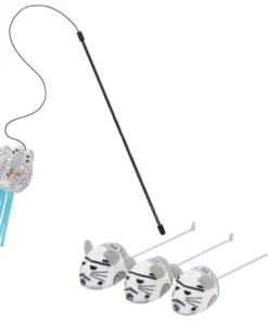 STAR WARS STORMTROOPER Plush Mice + MILLENNIUM FALCON Teaser Cat Toy with Catnip