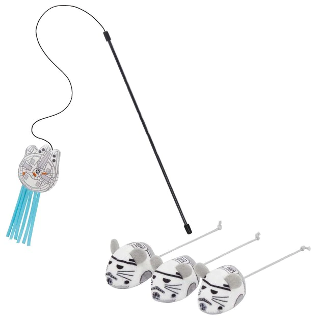 STAR WARS STORMTROOPER Plush Mice + MILLENNIUM FALCON Teaser Cat Toy with Catnip 1 STAR WARS STORMTROOPER Plush Mice + MILLENNIUM FALCON Teaser Cat Toy with Catnip