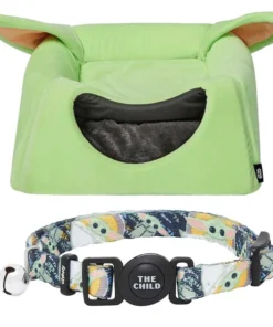 STAR WARS THE MANDALORIAN GROGU Covered Bed + THE MANDALORIAN GROGU Cat Collar