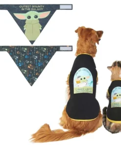 STAR WARS THE MANDALORIAN GROGU "Cutest Bounty" Reversible Bandana+ "Left Unsupervised" Dog & Cat T-Shirt