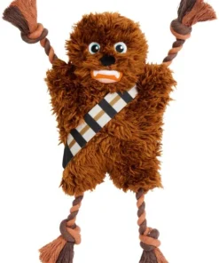 STAR WARS CHEWBACCA Plush with Rope Squeaky Dog Toy