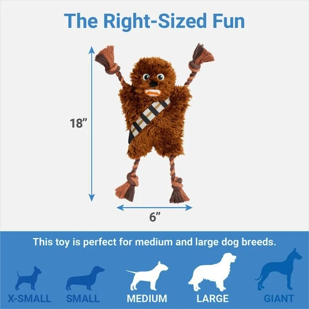 STAR WARS CHEWBACCA Plush with Rope Squeaky Dog Toy 2 STAR WARS CHEWBACCA Plush with Rope Squeaky Dog Toy - Image 2