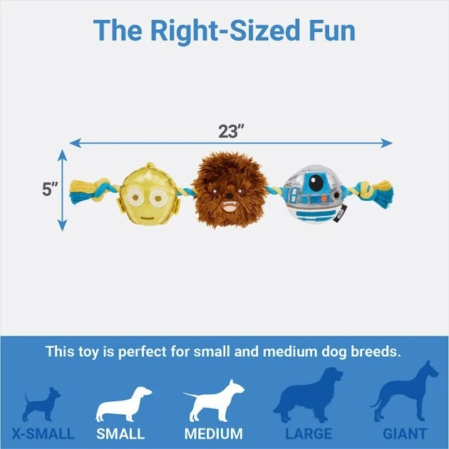 STAR WARS R2-D2, C-3PO & CHEWBACCA Plush with Rope Squeaky Dog Toy 2 STAR WARS R2-D2, C-3PO & CHEWBACCA Plush with Rope Squeaky Dog Toy - Image 2