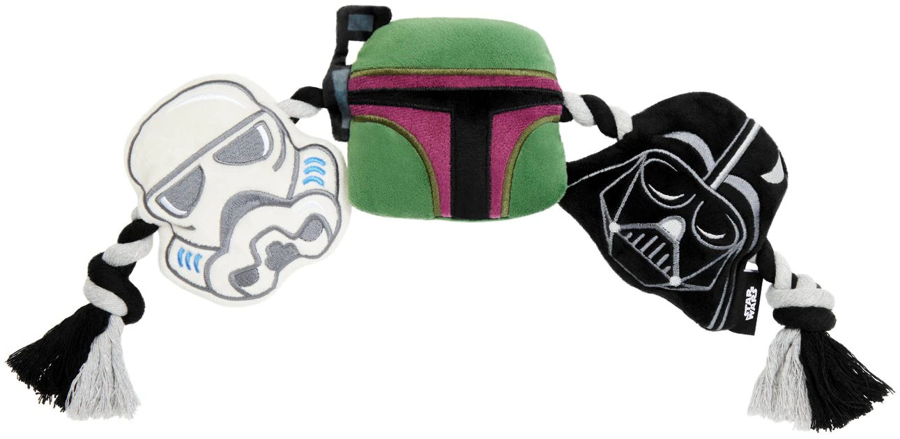 STAR WARS STORMTROOPER, BOBA FETT & DARTH VADER Plush with Rope Squeaky Dog Toy 1 STAR WARS STORMTROOPER, BOBA FETT & DARTH VADER Plush with Rope Squeaky Dog Toy