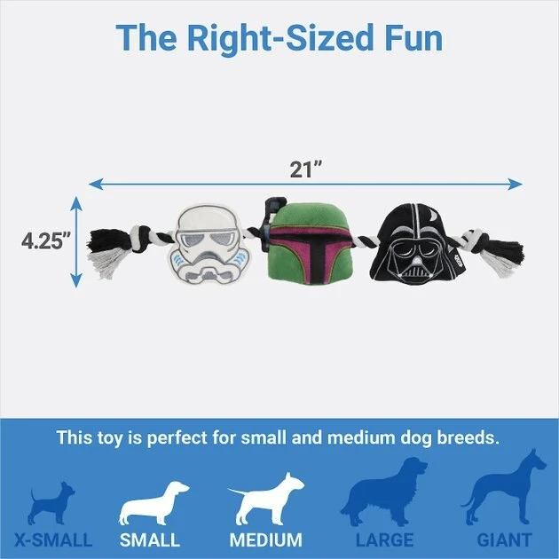 STAR WARS STORMTROOPER, BOBA FETT & DARTH VADER Plush with Rope Squeaky Dog Toy 2 STAR WARS STORMTROOPER, BOBA FETT & DARTH VADER Plush with Rope Squeaky Dog Toy - Image 2