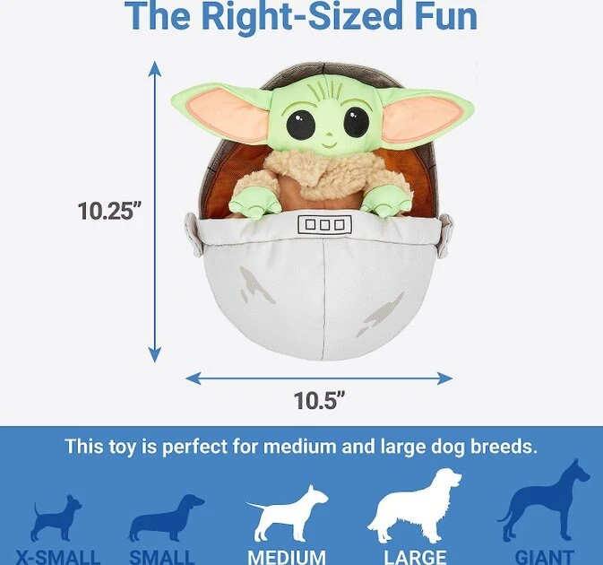 STAR WARS THE MANDALORIAN GROGU Ballistic Nylon Plush Squeaky Dog Toy + Cat Toy with Catnip 3 STAR WARS THE MANDALORIAN GROGU Ballistic Nylon Plush Squeaky Dog Toy + Cat Toy with Catnip - Image 3